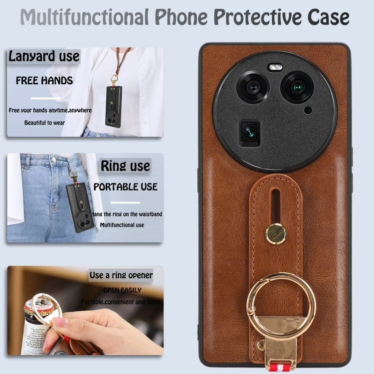 For OPPO Find X6 5G Wristband Leather Back Phone Case