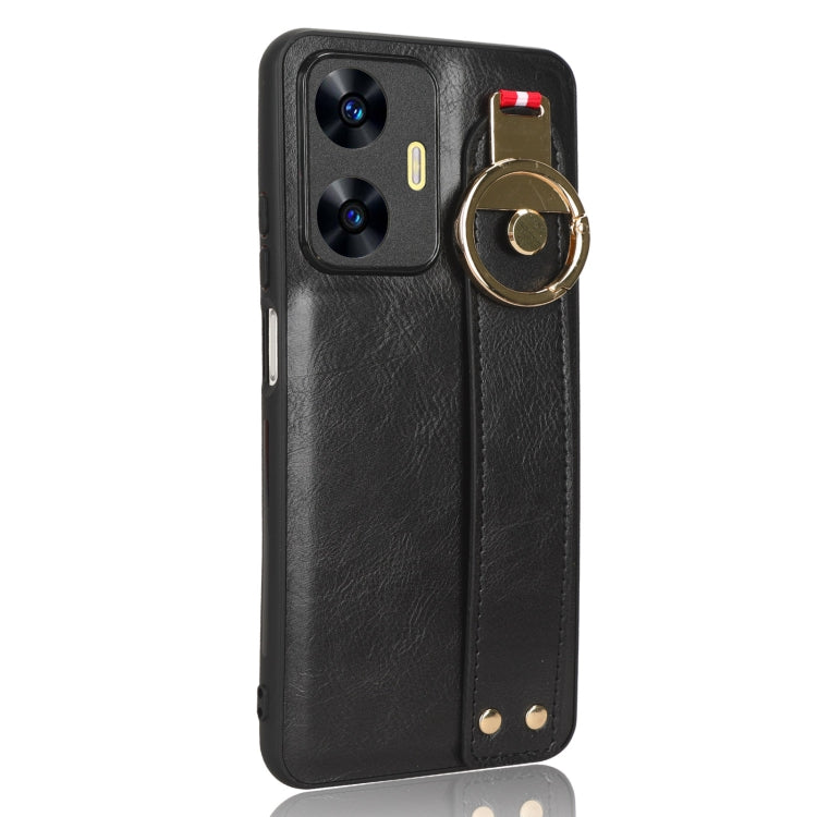 For Realme C55 Wristband Leather Back Phone Case