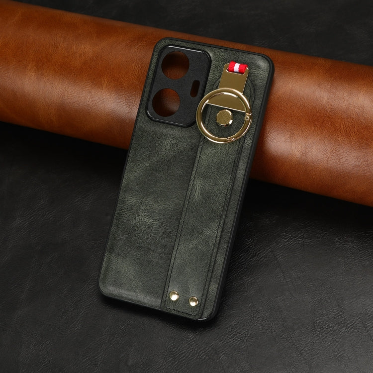 For Realme C55 Wristband Leather Back Phone Case