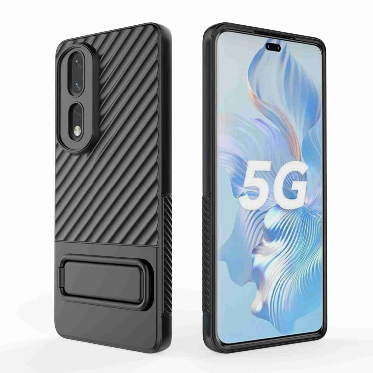 For Honor 80 Pro 5G Wavy Texture TPU Phone Case with Lens Film