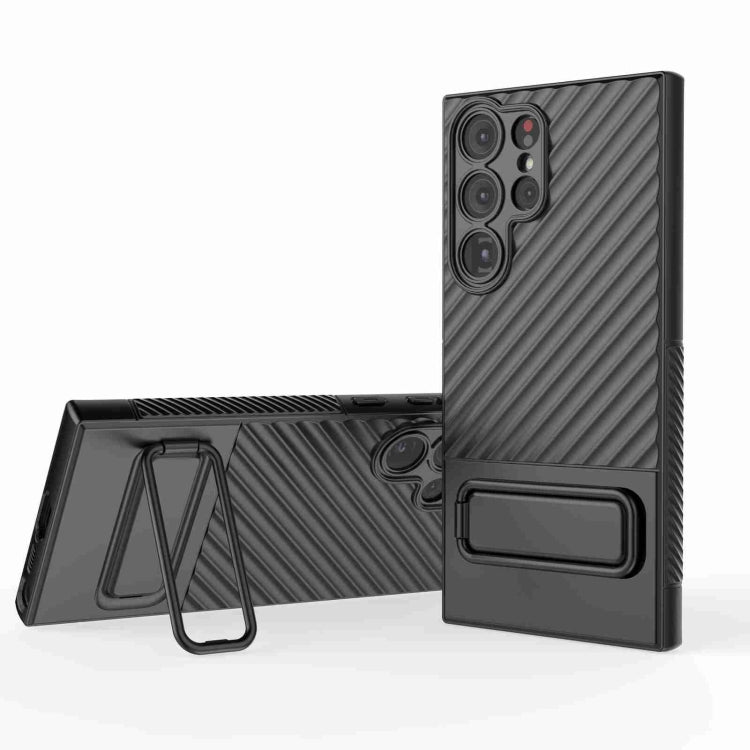 For Samsung Galaxy S23 Ultra 5G Wavy Texture TPU Phone Case with Lens Film