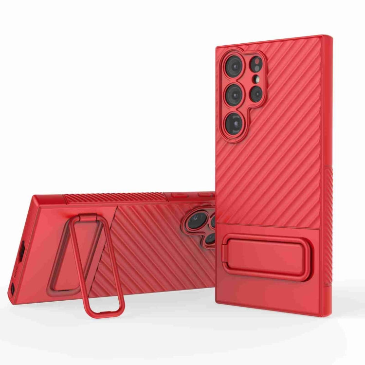 For Samsung Galaxy S23 Ultra 5G Wavy Texture TPU Phone Case with Lens Film