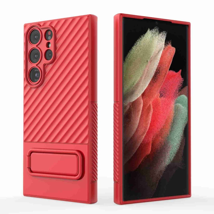 For Samsung Galaxy S23 Ultra 5G Wavy Texture TPU Phone Case with Lens Film
