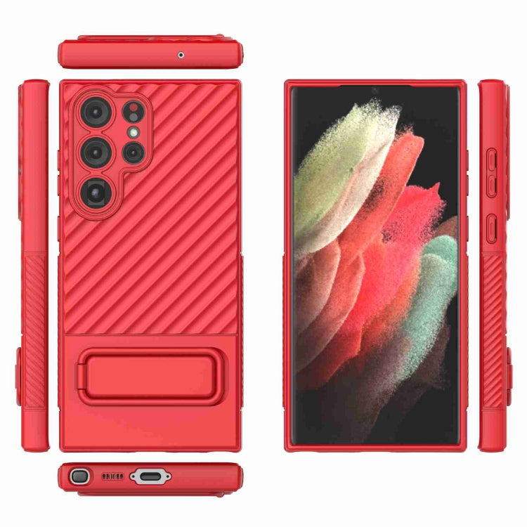 For Samsung Galaxy S23 Ultra 5G Wavy Texture TPU Phone Case with Lens Film