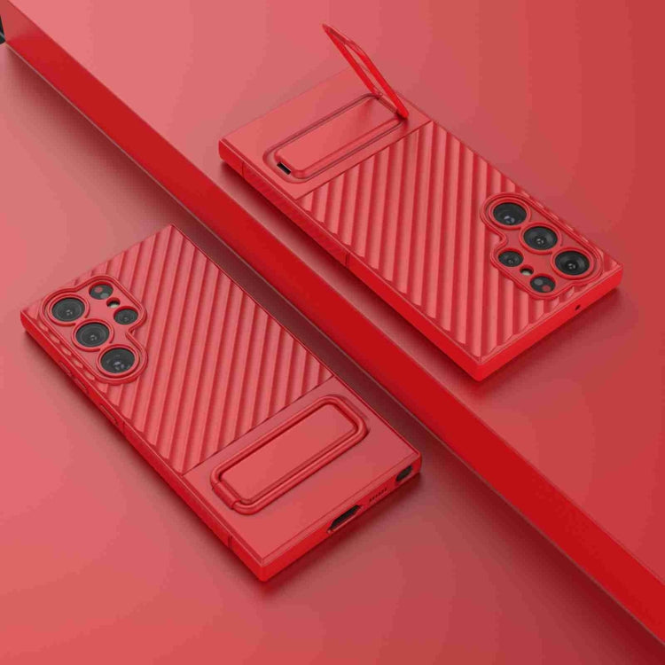 For Samsung Galaxy S23 Ultra 5G Wavy Texture TPU Phone Case with Lens Film