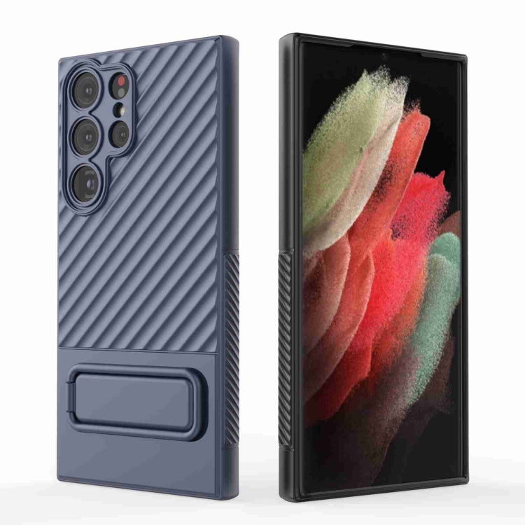 For Samsung Galaxy S23 Ultra 5G Wavy Texture TPU Phone Case with Lens Film