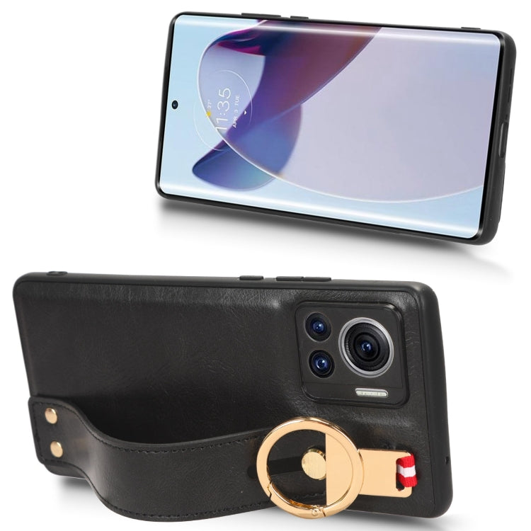 For Motorola Edge 30 Ultra Wristband Leather Back Phone Case