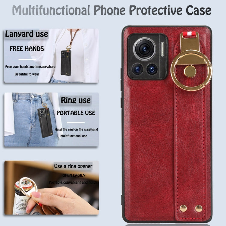 For Motorola Edge 30 Ultra Wristband Leather Back Phone Case