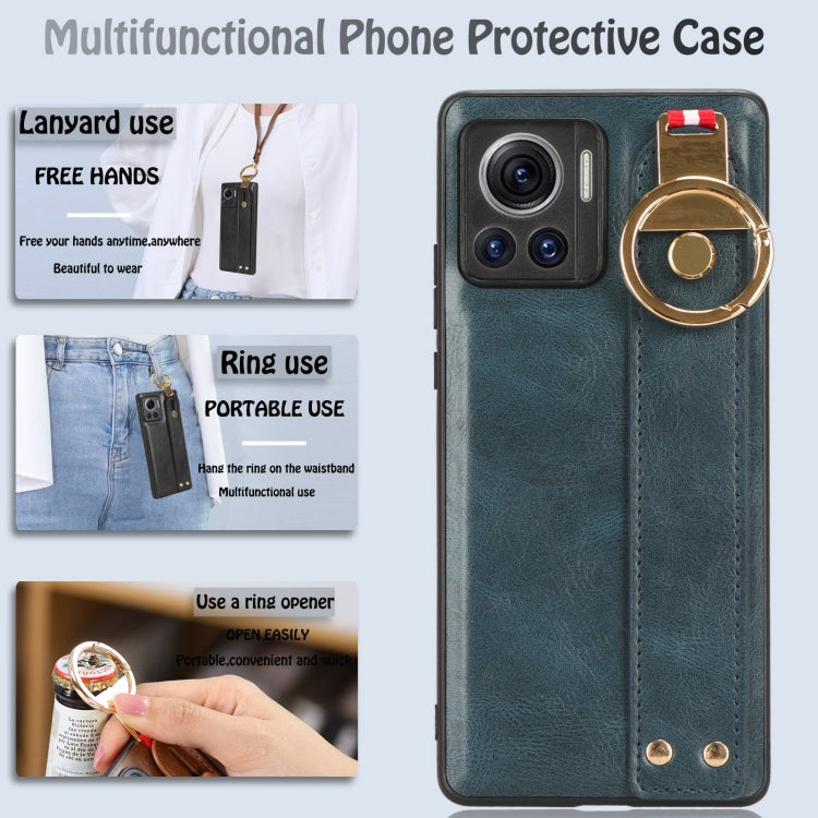 For Motorola Edge 30 Ultra Wristband Leather Back Phone Case
