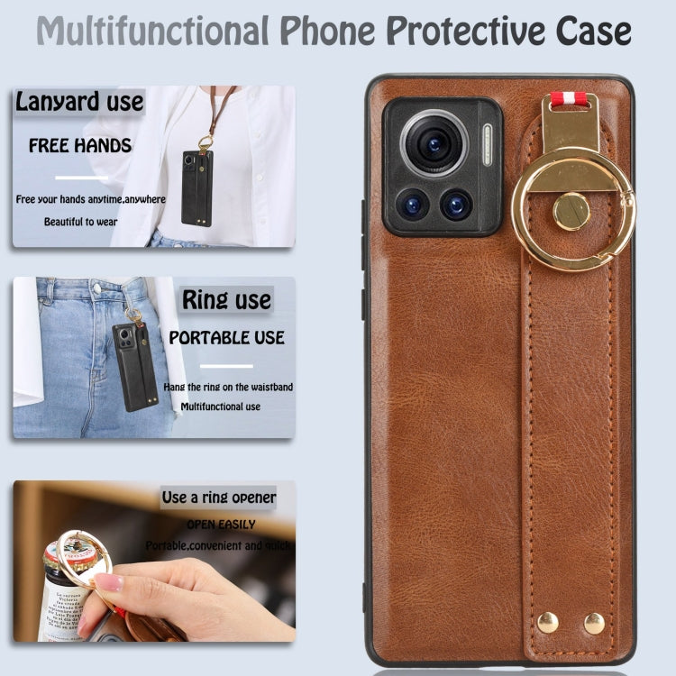 For Motorola Edge 30 Ultra Wristband Leather Back Phone Case