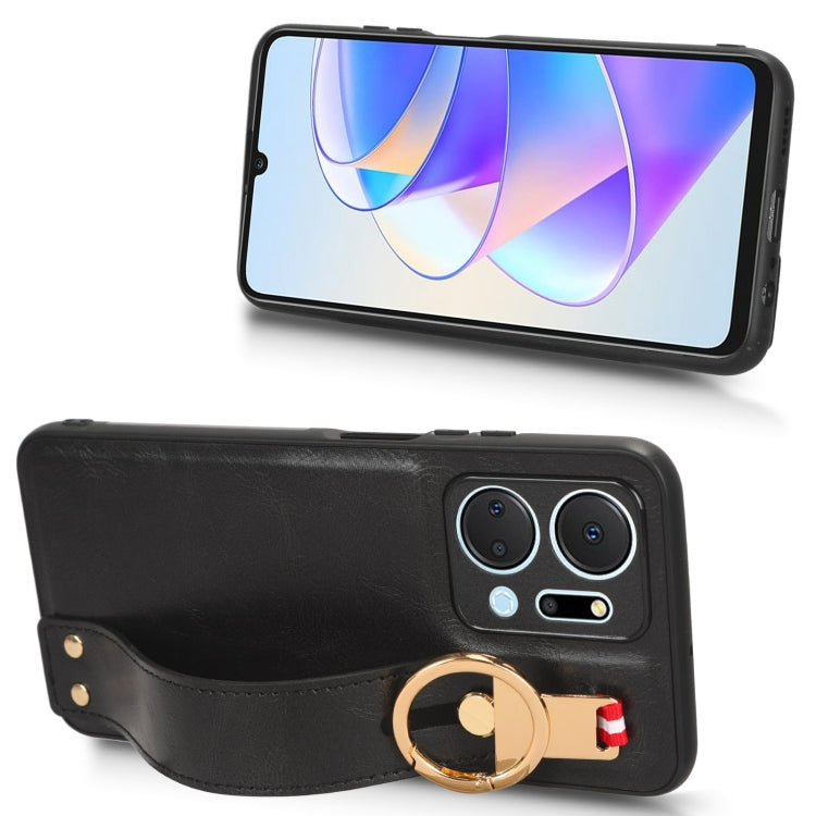 For Honor X7A Wristband Leather Back Phone Case