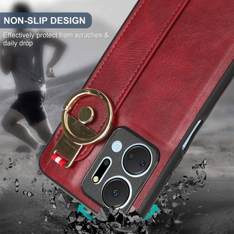 For Honor X7A Wristband Leather Back Phone Case