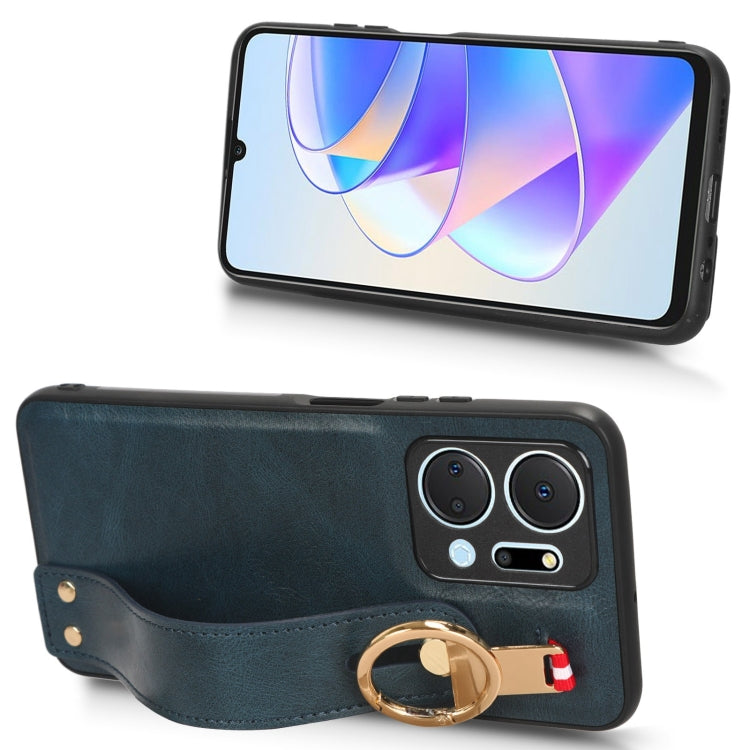 For Honor X7A Wristband Leather Back Phone Case