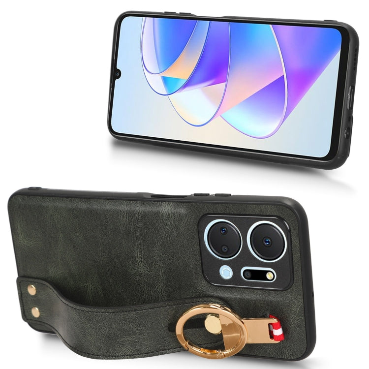 For Honor X7A Wristband Leather Back Phone Case