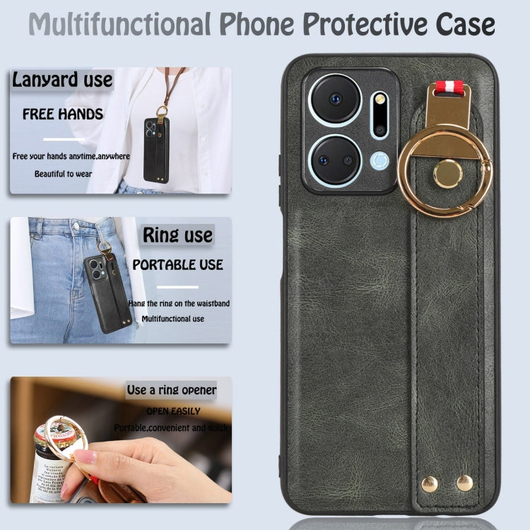 For Honor X7A Wristband Leather Back Phone Case