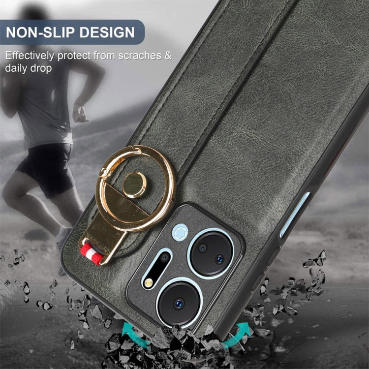 For Honor X7A Wristband Leather Back Phone Case
