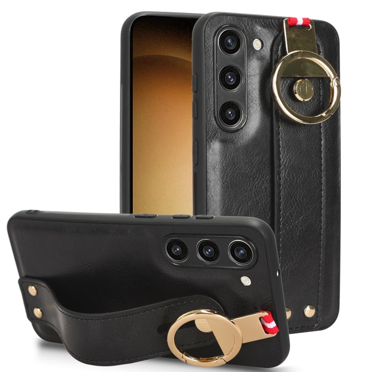 For Samsung Galaxy S23 5G Wristband Leather Back Phone Case