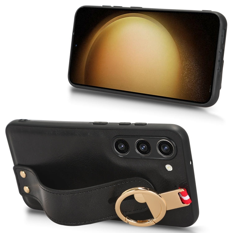 For Samsung Galaxy S23 5G Wristband Leather Back Phone Case