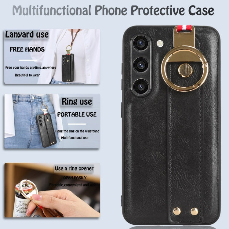 For Samsung Galaxy S23 5G Wristband Leather Back Phone Case