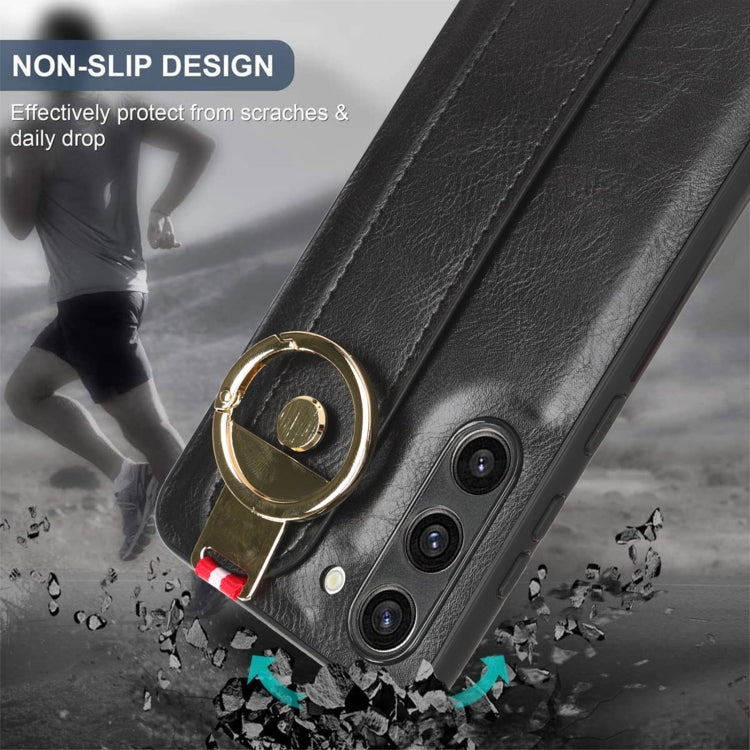For Samsung Galaxy S23 5G Wristband Leather Back Phone Case