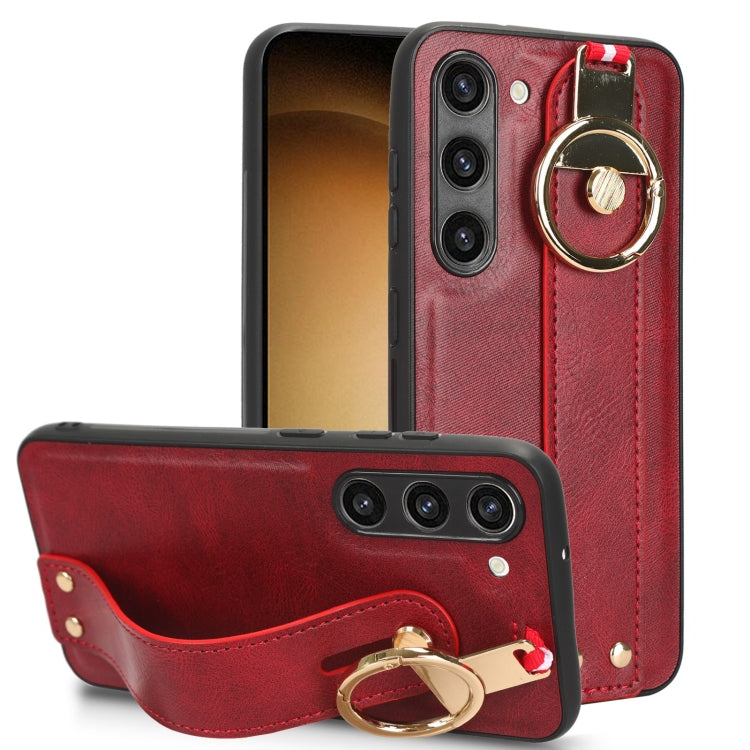 For Samsung Galaxy S23 5G Wristband Leather Back Phone Case