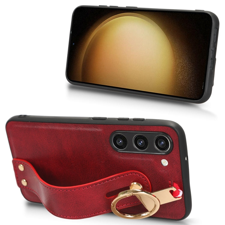 For Samsung Galaxy S23 5G Wristband Leather Back Phone Case