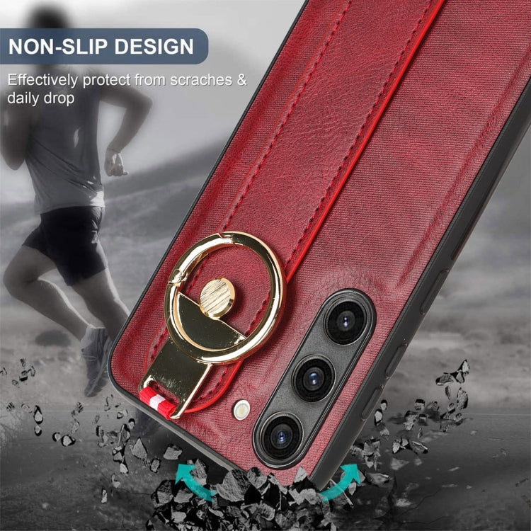 For Samsung Galaxy S23 5G Wristband Leather Back Phone Case