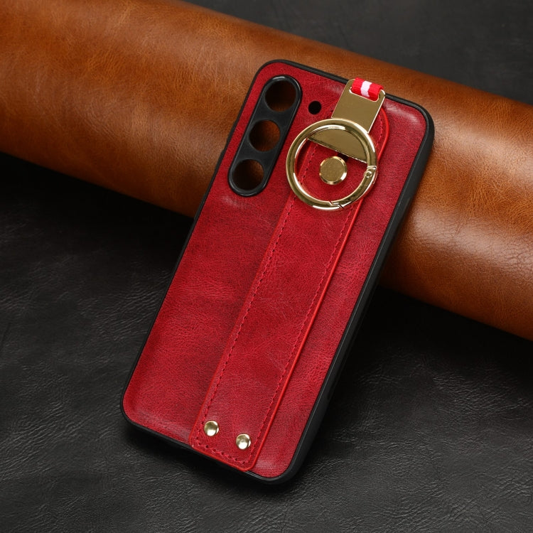 For Samsung Galaxy S23 5G Wristband Leather Back Phone Case