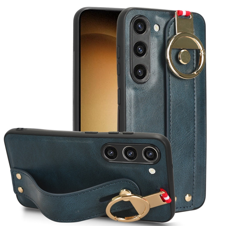 For Samsung Galaxy S23 5G Wristband Leather Back Phone Case