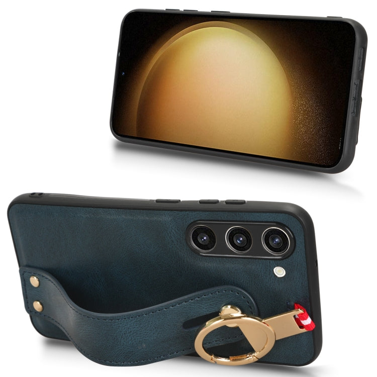 For Samsung Galaxy S23 5G Wristband Leather Back Phone Case