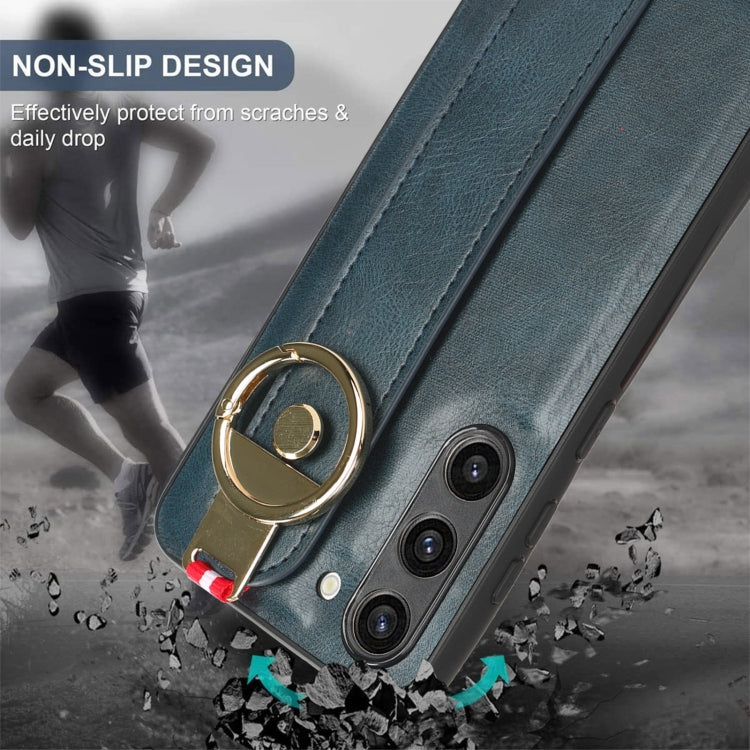 For Samsung Galaxy S23 5G Wristband Leather Back Phone Case