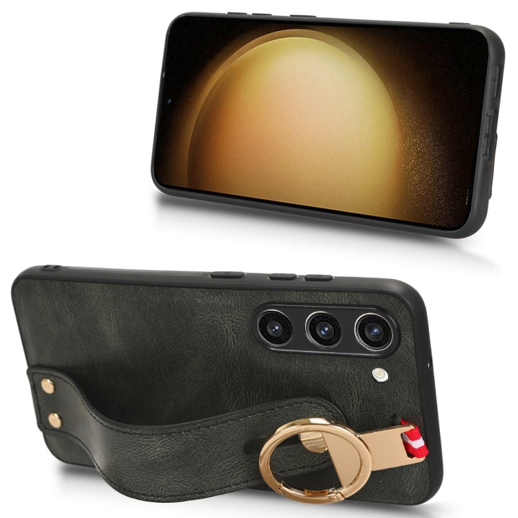 For Samsung Galaxy S23 5G Wristband Leather Back Phone Case
