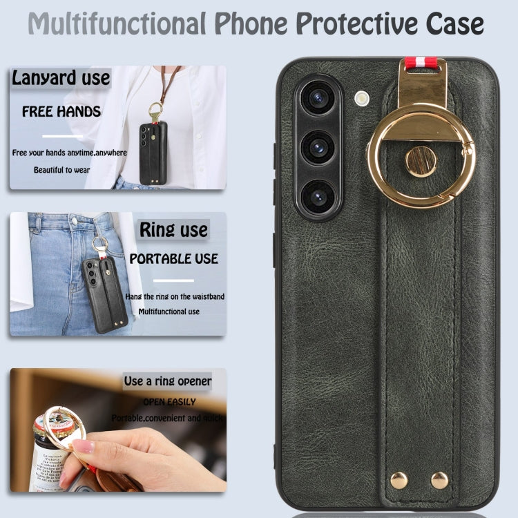 For Samsung Galaxy S23 5G Wristband Leather Back Phone Case