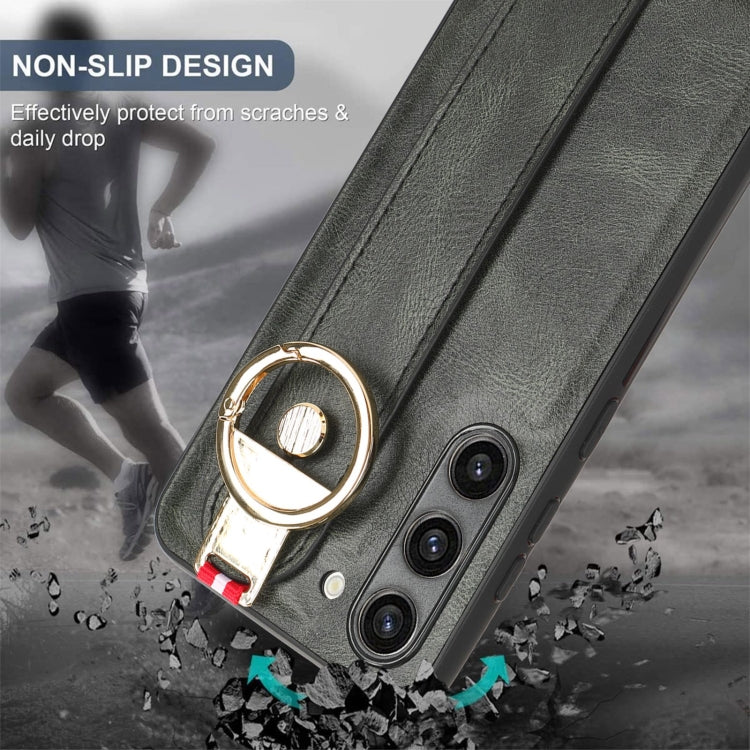 For Samsung Galaxy S23 5G Wristband Leather Back Phone Case