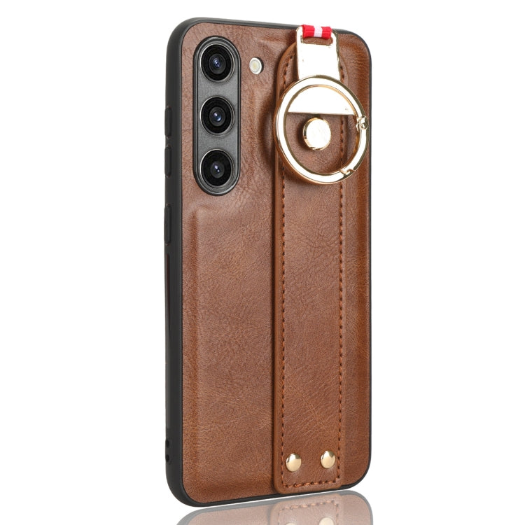 For Samsung Galaxy S23 5G Wristband Leather Back Phone Case
