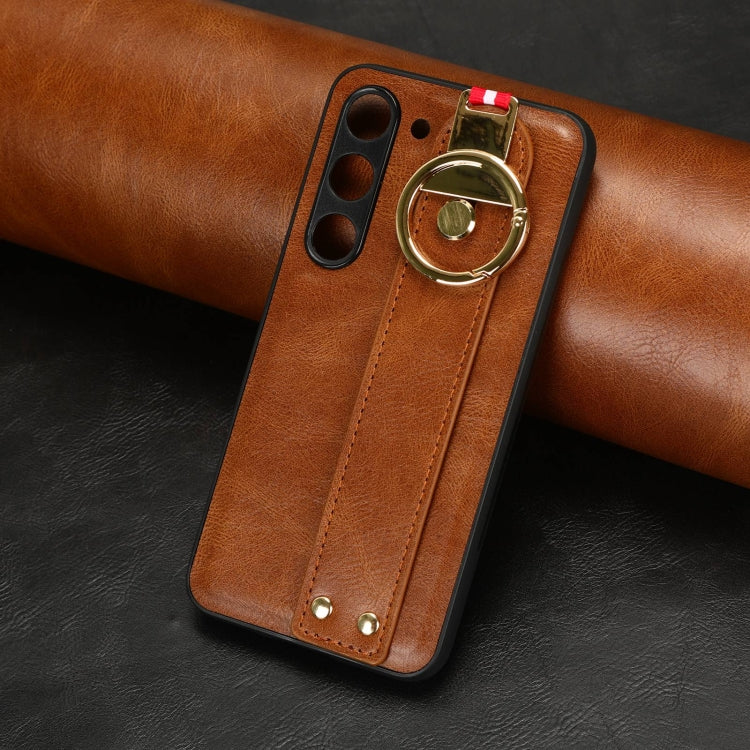 For Samsung Galaxy S23 5G Wristband Leather Back Phone Case