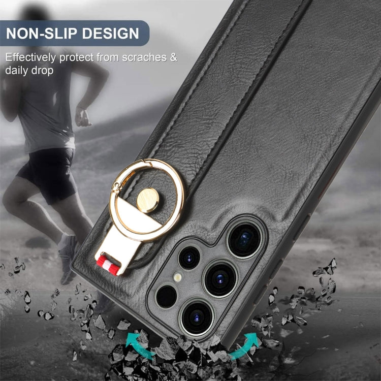 For Samsung Galaxy S23 Ultra 5G Wristband Leather Back Phone Case