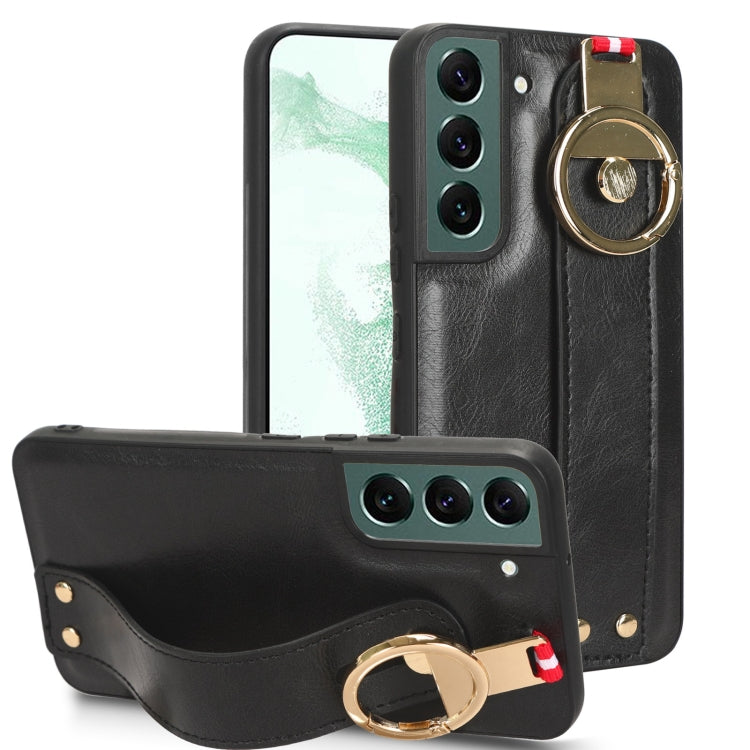 For Samsung Galaxy S22 5G Wristband Leather Back Phone Case