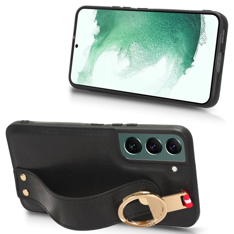 For Samsung Galaxy S22 5G Wristband Leather Back Phone Case