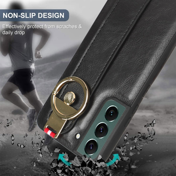For Samsung Galaxy S22 5G Wristband Leather Back Phone Case