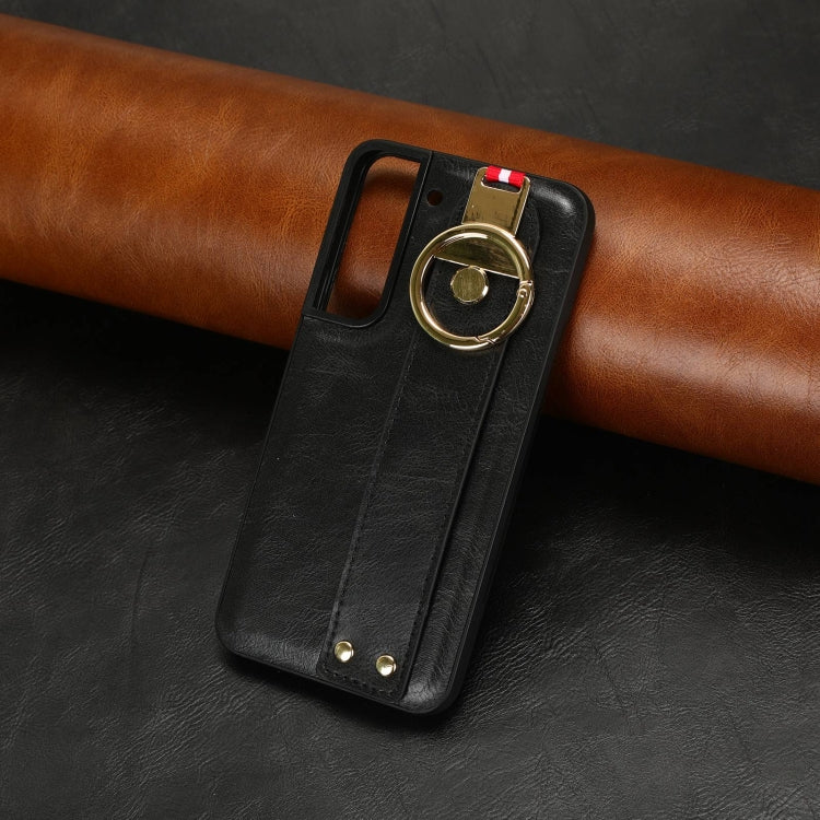 For Samsung Galaxy S22 5G Wristband Leather Back Phone Case