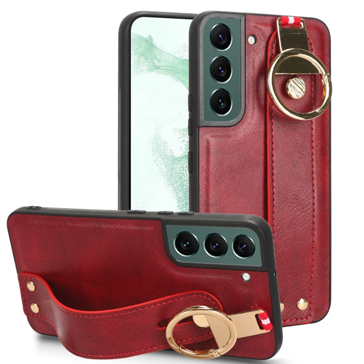 For Samsung Galaxy S22 5G Wristband Leather Back Phone Case