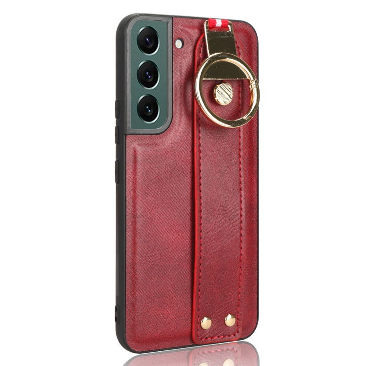 For Samsung Galaxy S22 5G Wristband Leather Back Phone Case