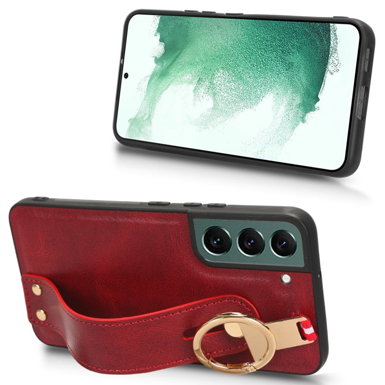 For Samsung Galaxy S22 5G Wristband Leather Back Phone Case