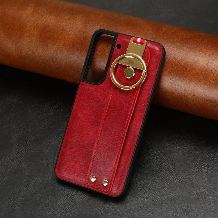 For Samsung Galaxy S22 5G Wristband Leather Back Phone Case