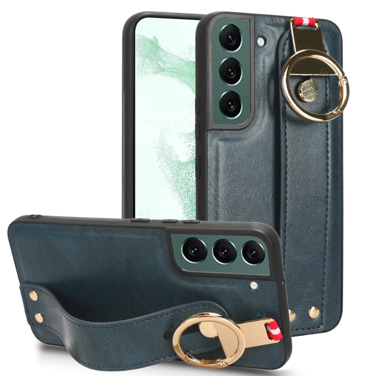 For Samsung Galaxy S22 5G Wristband Leather Back Phone Case
