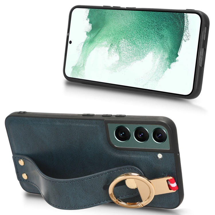 For Samsung Galaxy S22 5G Wristband Leather Back Phone Case