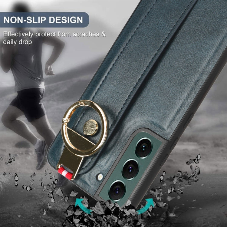 For Samsung Galaxy S22 5G Wristband Leather Back Phone Case