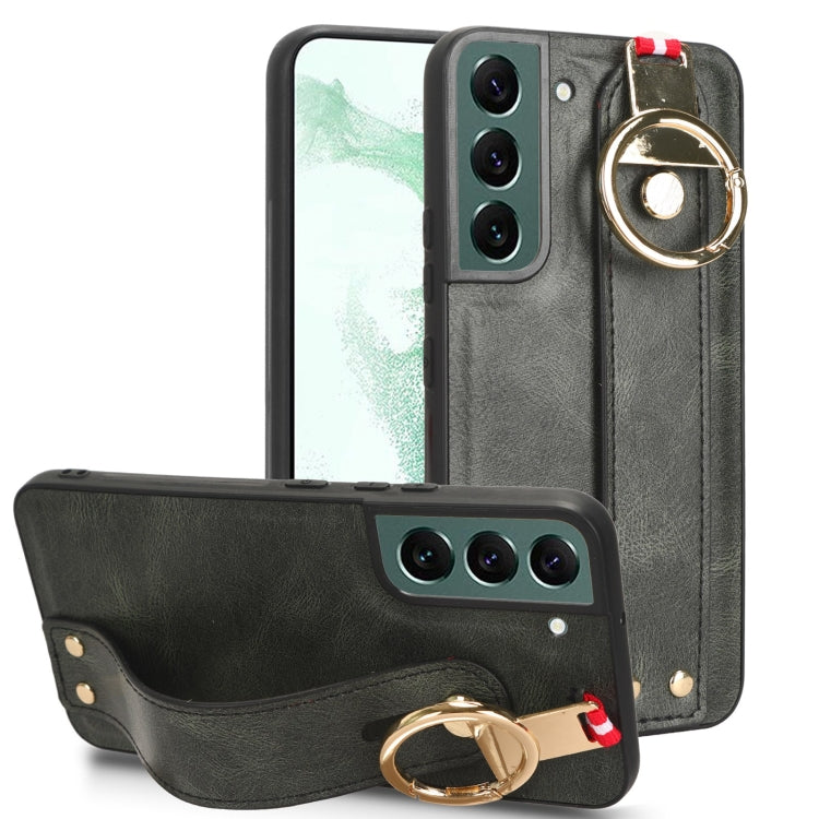 For Samsung Galaxy S22 5G Wristband Leather Back Phone Case