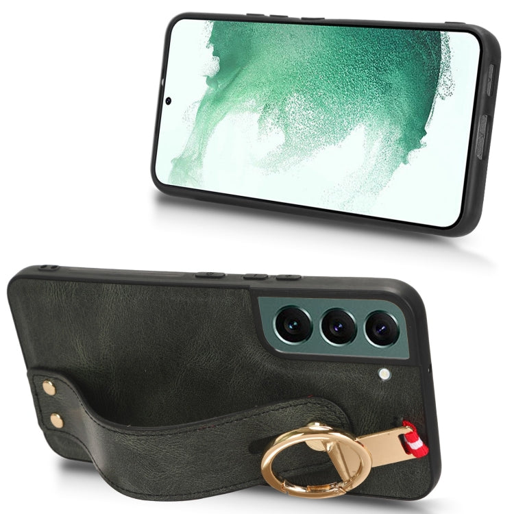For Samsung Galaxy S22 5G Wristband Leather Back Phone Case